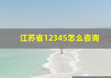 江苏省12345怎么咨询