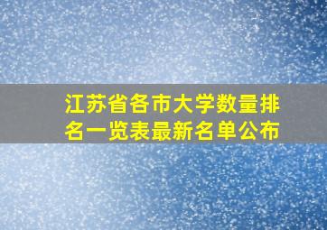 江苏省各市大学数量排名一览表最新名单公布