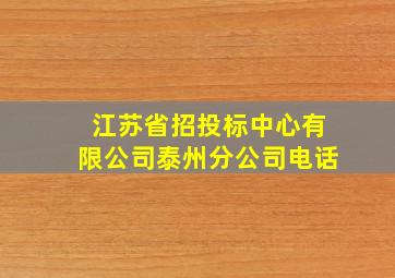 江苏省招投标中心有限公司泰州分公司电话