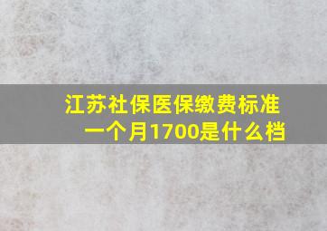 江苏社保医保缴费标准一个月1700是什么档