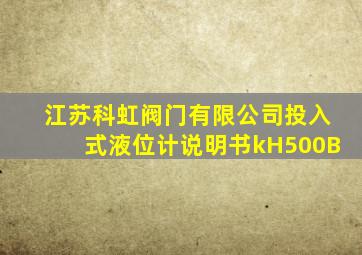 江苏科虹阀门有限公司投入式液位计说明书kH500B