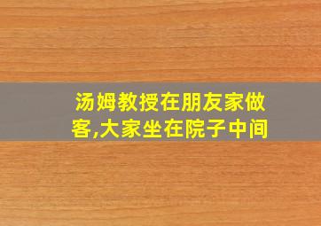 汤姆教授在朋友家做客,大家坐在院子中间