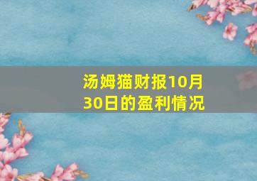 汤姆猫财报10月30日的盈利情况