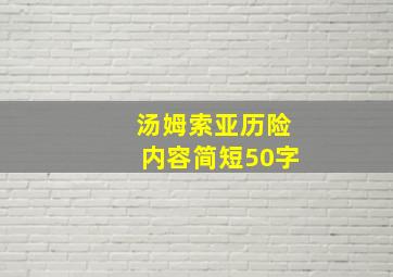 汤姆索亚历险内容简短50字