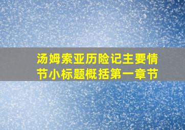 汤姆索亚历险记主要情节小标题概括第一章节