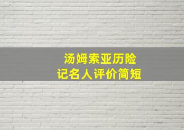 汤姆索亚历险记名人评价简短