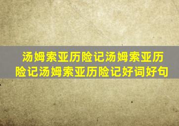 汤姆索亚历险记汤姆索亚历险记汤姆索亚历险记好词好句