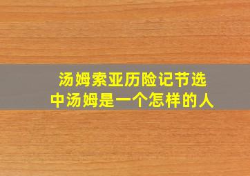 汤姆索亚历险记节选中汤姆是一个怎样的人