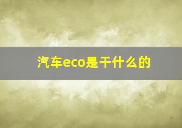 汽车eco是干什么的