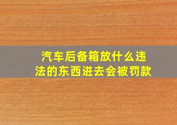 汽车后备箱放什么违法的东西进去会被罚款