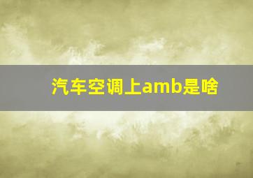 汽车空调上amb是啥