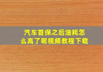 汽车首保之后油耗怎么高了呢视频教程下载