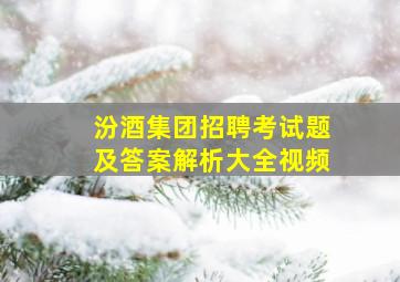 汾酒集团招聘考试题及答案解析大全视频