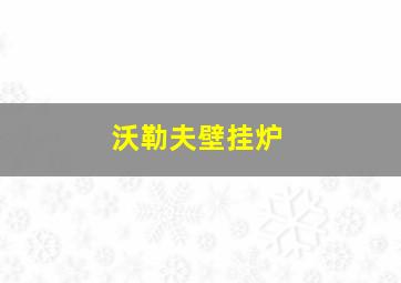 沃勒夫壁挂炉