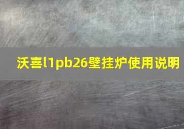 沃喜l1pb26壁挂炉使用说明