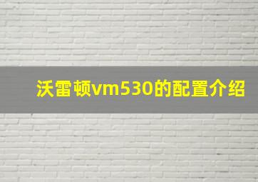 沃雷顿vm530的配置介绍