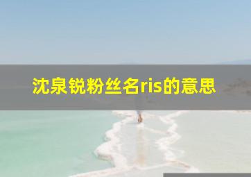 沈泉锐粉丝名ris的意思