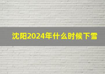 沈阳2024年什么时候下雪