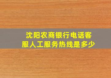 沈阳农商银行电话客服人工服务热线是多少