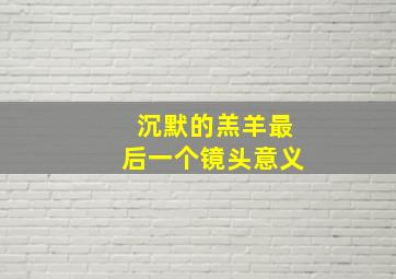 沉默的羔羊最后一个镜头意义