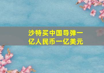 沙特买中国导弹一亿人民币一亿美元