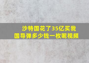 沙特国花了35亿买我国导弹多少钱一枚呢视频