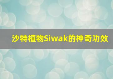 沙特植物Siwak的神奇功效