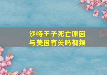 沙特王子死亡原因与美国有关吗视频