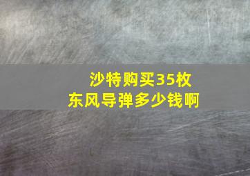 沙特购买35枚东风导弹多少钱啊