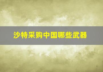 沙特采购中国哪些武器