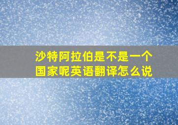 沙特阿拉伯是不是一个国家呢英语翻译怎么说