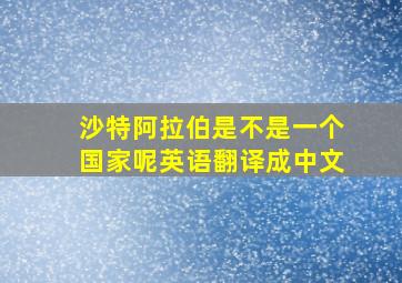 沙特阿拉伯是不是一个国家呢英语翻译成中文