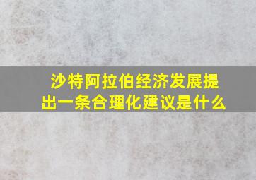 沙特阿拉伯经济发展提出一条合理化建议是什么