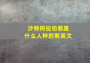 沙特阿拉伯都是什么人种的呢英文