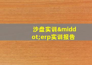 沙盘实训·erp实训报告