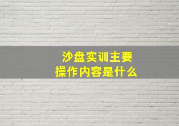 沙盘实训主要操作内容是什么