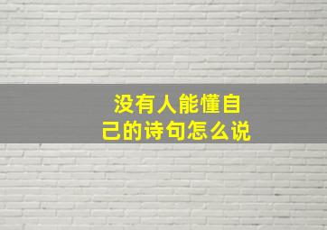 没有人能懂自己的诗句怎么说