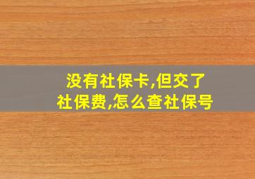 没有社保卡,但交了社保费,怎么查社保号