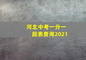 河北中考一分一段表查询2021