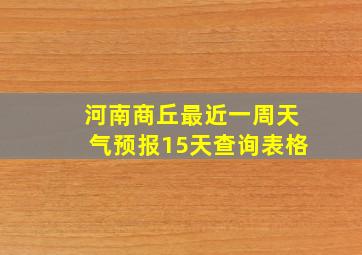 河南商丘最近一周天气预报15天查询表格