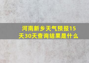 河南新乡天气预报15天30天查询结果是什么