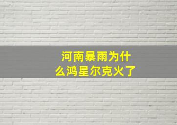 河南暴雨为什么鸿星尔克火了