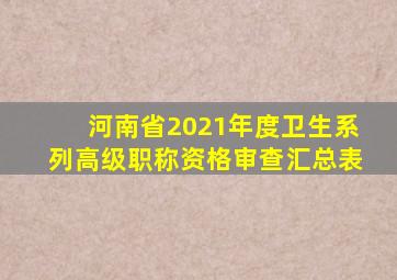 河南省2021年度卫生系列高级职称资格审查汇总表