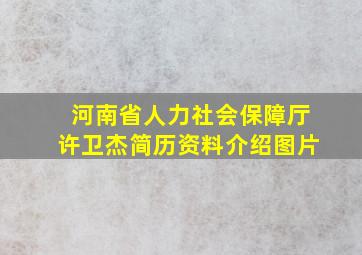 河南省人力社会保障厅许卫杰简历资料介绍图片