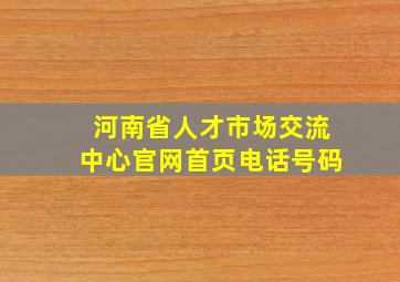 河南省人才市场交流中心官网首页电话号码