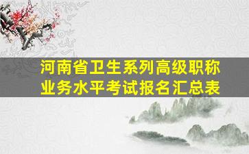 河南省卫生系列高级职称业务水平考试报名汇总表