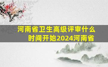 河南省卫生高级评审什么时间开始2024河南省