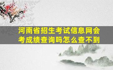 河南省招生考试信息网会考成绩查询吗怎么查不到