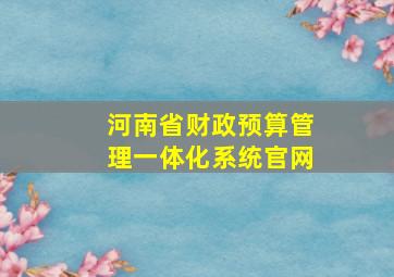 河南省财政预算管理一体化系统官网