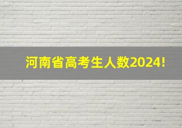 河南省高考生人数2024!